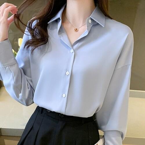 Long Sleeve Shirts Women Blouse Women Blusas Mujer De Moda 2021 Turn Down Collar Chiffon Blouse Shirt Tops Blouses Femme E606