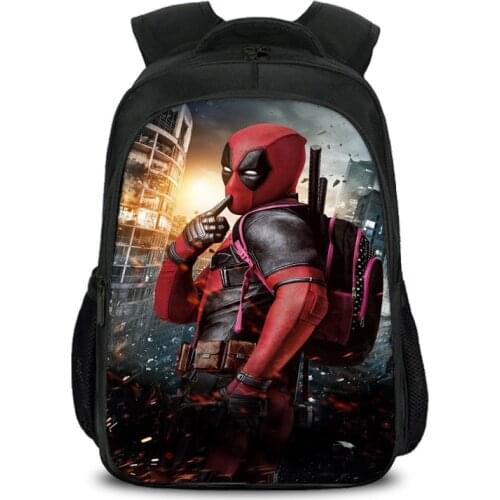 New 16 Inch Deadpool Dead Pool Comic Hero Boys Girls School Bag Book Bag Backpack Children Students Mochila Back To School Gift