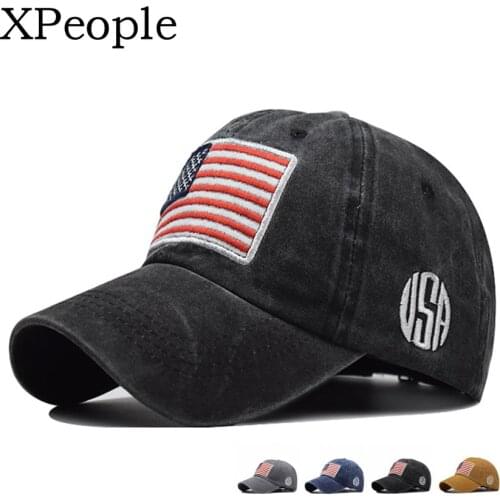 XPeople Washed Cotton Twill Stars Stripes USA Ball Cap Hat USA Flag Cap