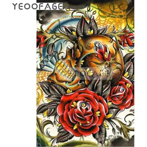 Rhinestone Mosaic Painting Skull and red rose Full square Diamond Embroidery icon 5D Diy Diamond Painting Cross Stitch stickers