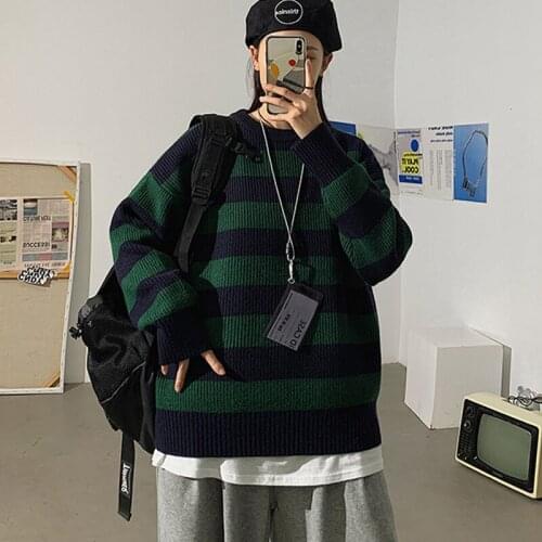 Autumn Knitted Sweater Women Casual Striped Pullovers Oversized Sweater Jumper Women Warm Teen Gril Streetwear Knitwear