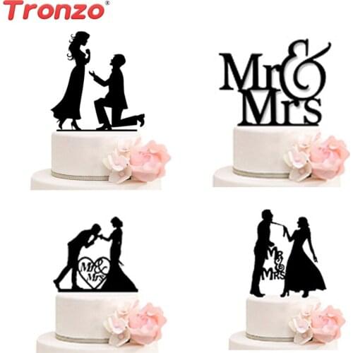 Tronzo 1pcs Mr Mrs Wedding Cake Topper Wedding Decoration Acrylic Cake Toppers Bride Groom Decoration Marriage Anniversary