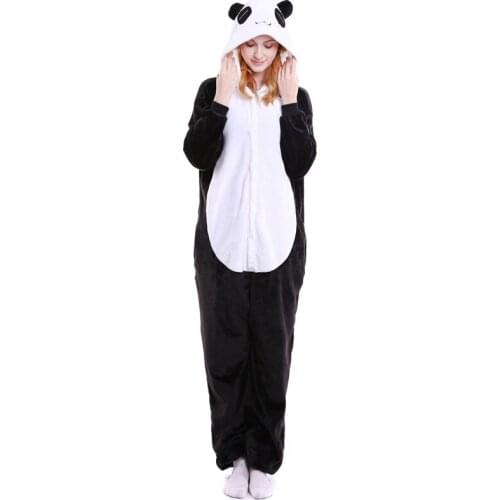 Unisex Animal Onesies Adult Winter Panda Pajamas Family Party Flannel Hooded Onesies for Adults Kigurumi Panda