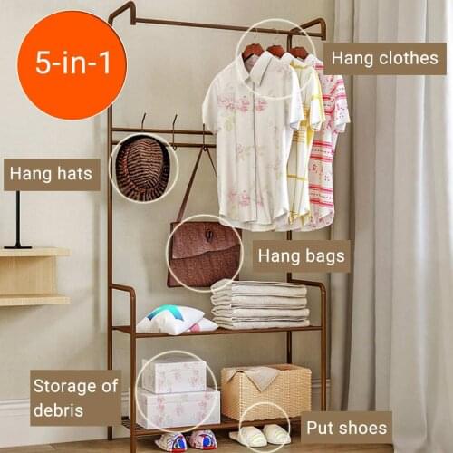Coat Rack Landing Clothing Holder Hanger Floor Standing Storage Shelf Clothes Hanger Rack Modern Simple Style Bedroom Furniture