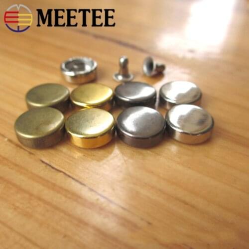 Meetee 50pc 7/8/9/10/12mm Metal Rivets Buckles Round Flat Rivets Nails Snap Hook Screw DIY Bags Hat Hardware Decor Accessories