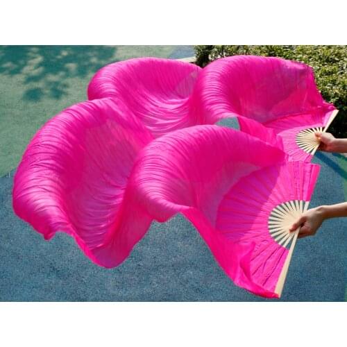 2016 female high quality Chinese silk veils dance fans Pair of belly dancing fans cheap hot saleRose