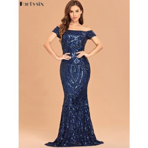 Partysix 2021 Summer Sexy Bra Party Dress Sequin Maxi Dress Off the Shoulder Bodycon Elegant Wedding Women Dresses