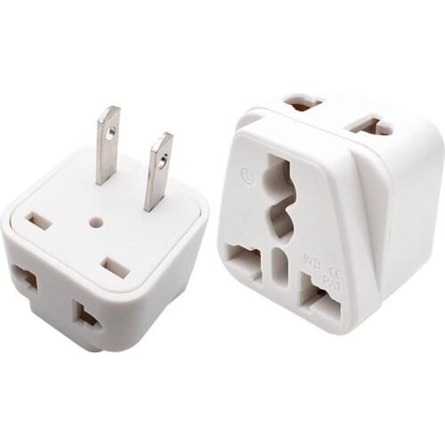 10pcs/Lot Universal UK EU AU to US 1to2 AC Power Plug Travel Charger Adapter Outlet Converter 2 Flat Pin Wall Adaptor Connecto