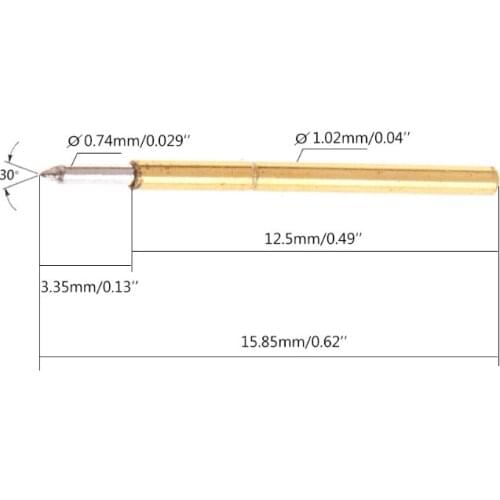 100 Pcs Dia 1.02mm Length 15.85mm 100g Spring Test Probe Pogo Pin Tool P75-B1 Y5JA