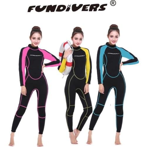 3MM womens long-sleeved sunscreen thin wetsuit swimwear sunscreen snorkeling diving suit beach surf clothing