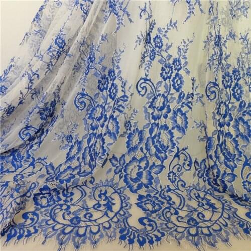 3 Yards African Lace Fabric French Chantilly Eyelash Soft Tulle Mesh Embroidered Lace Wedding Fabric 145CM Wide