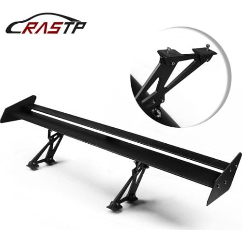 53.15'' Double-deck Rear Wing Trunk Spoiler Lightweight Aluminum alloy Black Car Tuning GT Wing Styling Tail Spoiler RS-LTB109