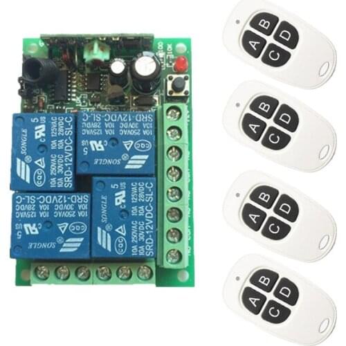 Wireless Remote Control Switch 315 433 MHz DC 12V 24V 4CH 4 CH Button RF Relay For Light & Door & Pump