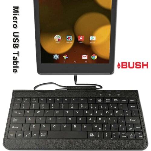 Micro USB Keyboard PU Leather Stand Case Suitable for Argos Bush Eluma B1/Bush MyTablet/Bush Spira Black Computer Case