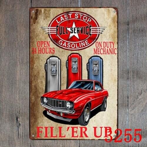 Last stop service gasoline metal Tin Sign 20*30 cm sticker Decor Bar Pub Home Vintage Retro Poster comic sticker
