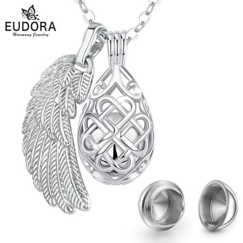 EUDORA Urn Cremation Pendant 14mm Celtic Festival Cage Pen Locket Ash Holder Keepsake Capsule Necklace Hollow Ball DIY Jewelr