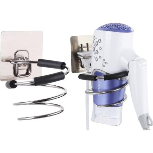 Hair Blow Dryer Rack Wall Mounted Self Adhesive Hair Dryer Holder Rack Stainless Steel Bathroom Organzier