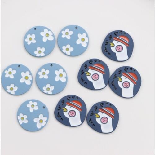 10 PCS 22x22mm Metal Alloy Drops Of Glaze Round Charms Pendant DIY Earrings Accessories For Jewelry Making