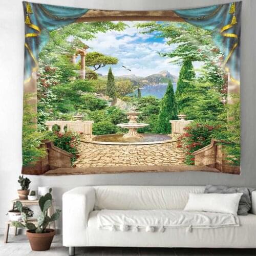 Beautiful SceneryTapestry Landscape Hanging Flower Psychedelic Tapestry Wall Hanging Decor Halloween Deco