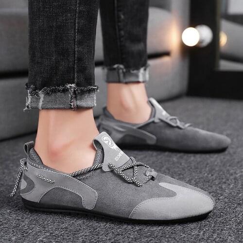 Slip on Shoes Men High Quality Spring Summer Men Casual Shoes Black Gray Flock Fashion Sneakers Youth Loafers Driving Moccasin