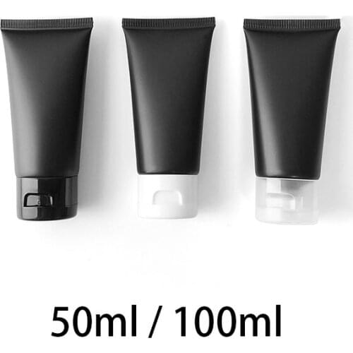 50ml 100ml Matte Black Empty Cosmetic Cream Packaging Soft Tube Make Up Body Lotion Shampoo Facial Cleanser Travel Containers