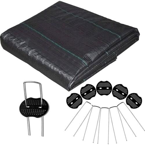 Weed Membrane,2Mx5m Weed Control Fabric,Ground Cover Membrane Landscaping Fabric,25 Galvanized Pegs + 25 Buffer Washers