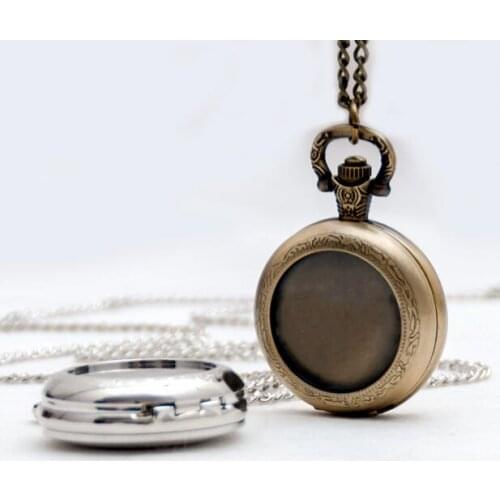 DIY Fashion quartz Bronze, silver Modern clock mens and woman Necklace pocket watches