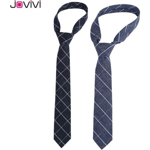 Jovivi Mens Shirt Tie 2.5" Cotton Neckties Classic Checks Ties for Wedding Business Party Wear for Suit 2 Colors Optional