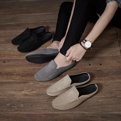 2021s summer and autumn trend lazy shoes beach shoes mens half-drag peas casual shoes