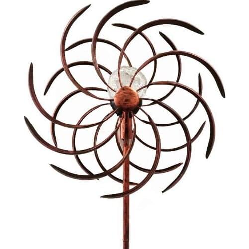 Outdoor courtyard villa solar light double-sided 360-degree rotating garden wrought iron decorative windmill