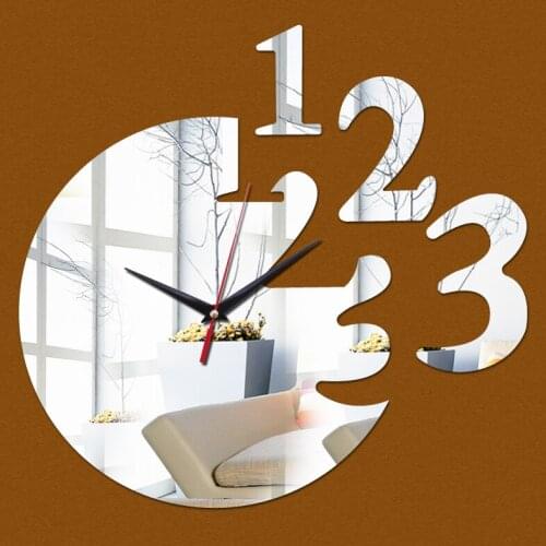 New sale real promotion art design diy 3d watch clocks acrylic mirror wall clock quartz living room sticker