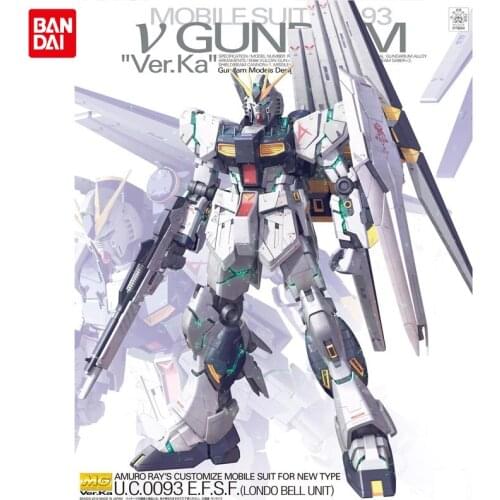 Original Bandai Gundam Anime Figure MG 1/100 RX-93 Nu Gundam V Gundam Effects Anime Action Figures Model Modification Toys
