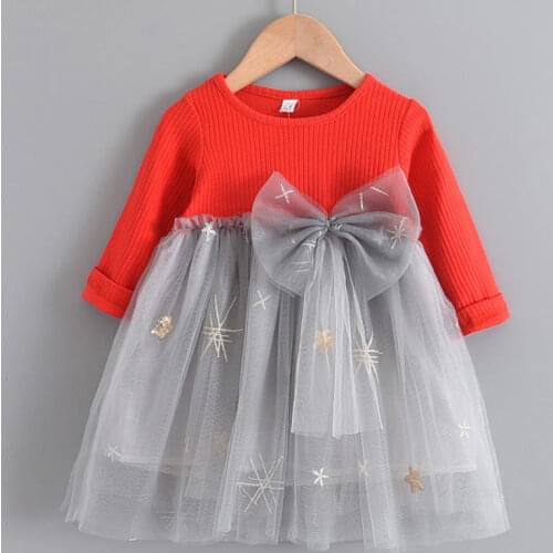 Autumn 2021 Baby Girl Clothes Newborn Kids Long Sleeve Dresses Children Girl Cartoon Bear Pattern Cute Dress Infant Dress