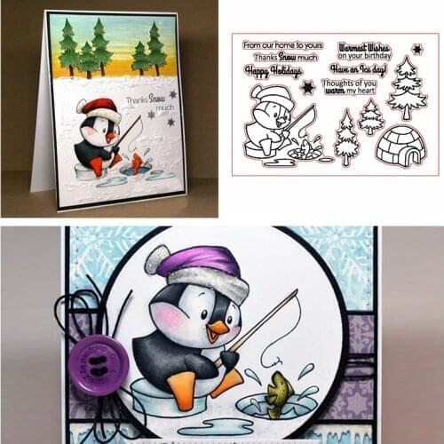 Penguin Warmest Wishes To You Clear Stamps For DIY Card Making Penguin+Phrases Kids Transparent Silicone Stamp new 2019