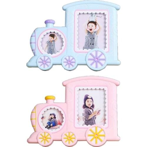 Baby Cartoon Train Shape Photo Frame Infant Year Old Growth Picture Holder Decor