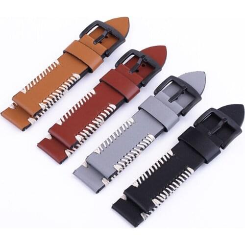 20 22 24 26mm Calfskin Leather Watch band Strap for Amazfit Huawei GT Galaxy Watch 42 46mm Gear S3 WatchBand Quick Release