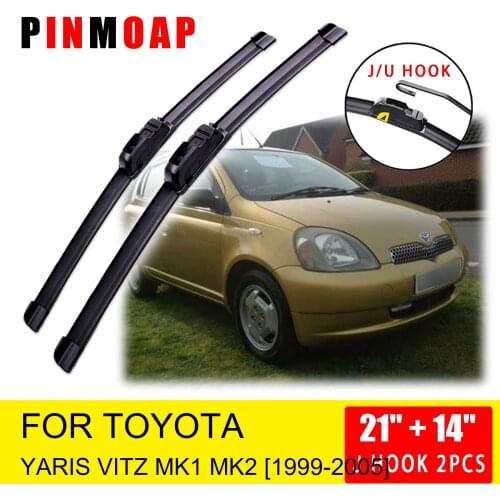 For Toyota Yaris Vitz MK1 MK2 1999 2000 2001 2002 2003 2004 2005 Front Wiper Blades Brushes Cutter Accessories U J Hook