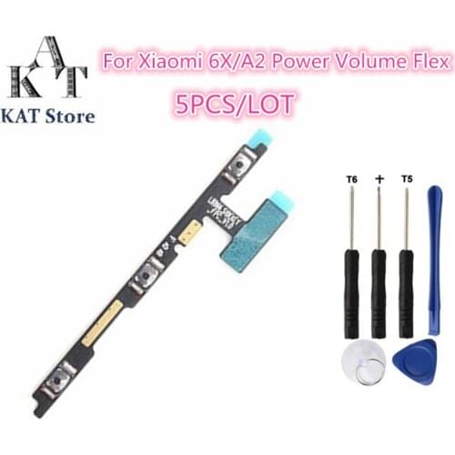 KAT 5PCS/LOT Volume Button Flex For Xiaomi Mi 6X A2 Power Switch On Off Button Flex Cable Quality Guarantee