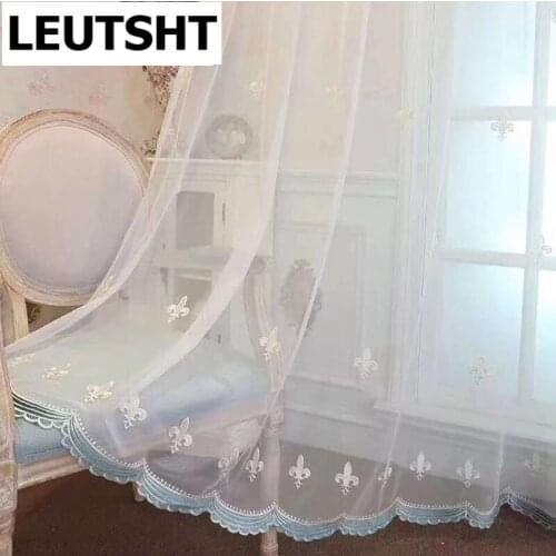 Nordic Curtains for Living Dining Room Bedroom Embroidered Curtains Fresh and Breathable Mesh Yarn Decoration Vertical Floor