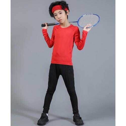 Sports running clothing children boy compression pants quick-drying elastic high waist tights feather basketball training suit