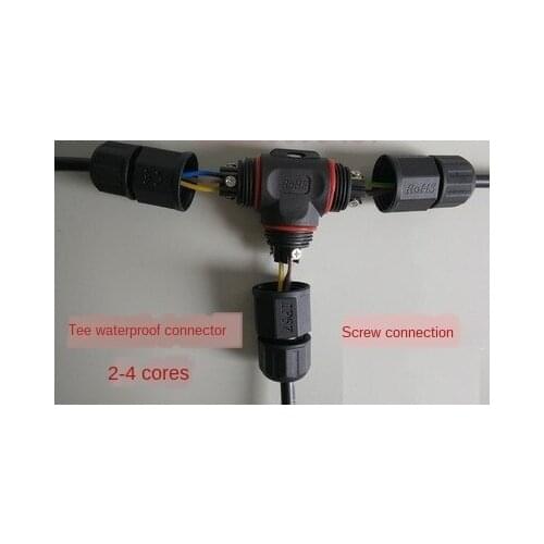 T-Junction Waterproof Plug Two-Core Three-Core Connector Screw Pressure Cable Connector Industrial Aviation Plug 2-Core 3-Core