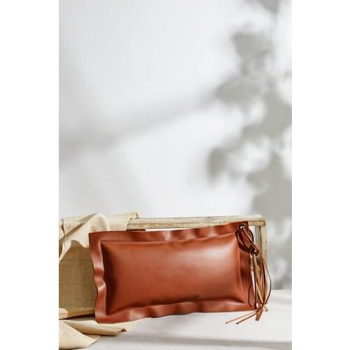 Unique handmade Brown Coloured Decorative % 100 Genuine Leather Rectangle Cushion %100 leather for interior decoration use