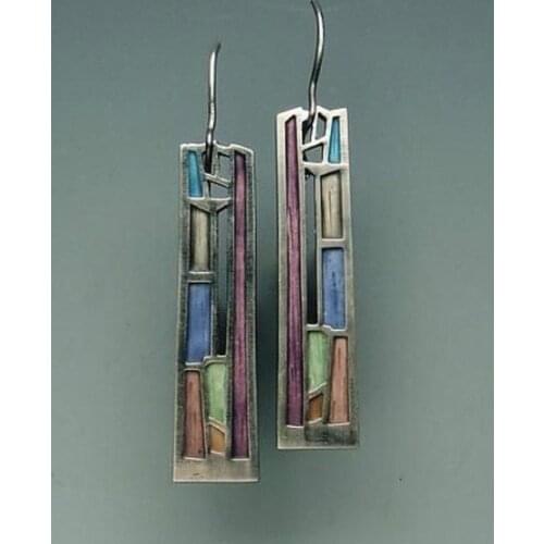 Vintage Mix Color Dangle Earring for Women Bohemian Tribal Hollow Out Metal Floral Long Earrings Pendientes Jewelry