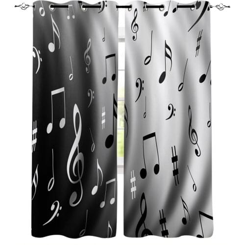Water Wave Music Musical Notes Blackout Curtain Living Room Window Curtain Childrens Blackout Curtains for The Bedroom