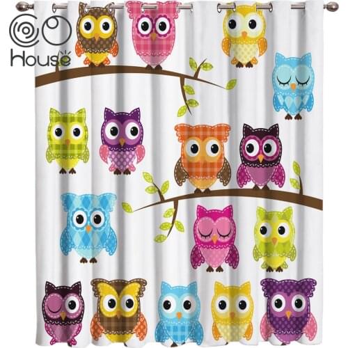 COCOHouse Cartoon Owl Animals Window Treatments Curtains Valance Curtain Lights Living Room Bathroom Bedroom Curtains Outdoor