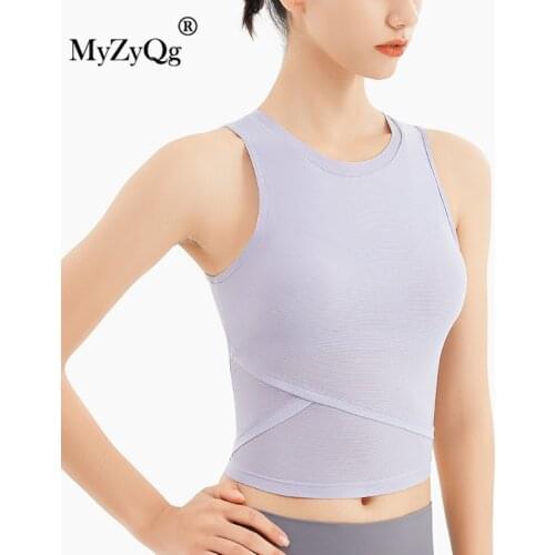 Sleeveless Yoga Vest Chest Pad Women Bare Skin-friendly Sense Sports Running Training Gym Fitness Ladies Top Workout Sportswear