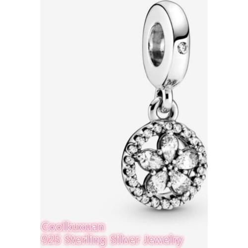 100% 925 Sterling Silver Sparkling Snowflake Circle Dangle Charm Beads Fits Original Pandora Bracelets Jewelry Making