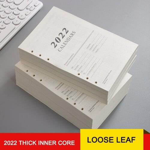 2022 Journal Agenda Plannner Notebook A5 Insert Refills 6 Holes Loose Leaf Spiral Ring Binder Diary Planner Inner Core 80g Paper