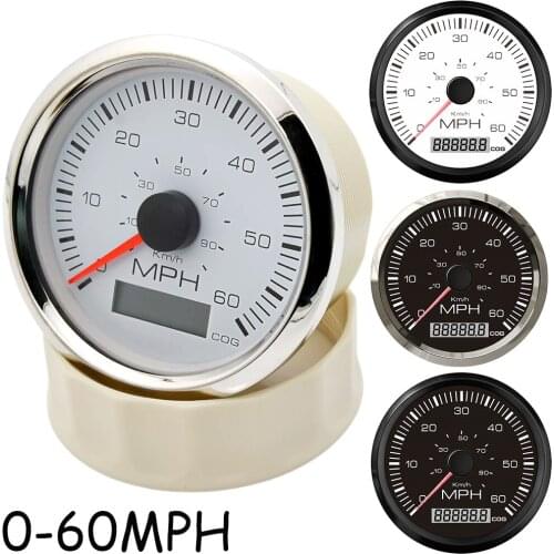 9-32V 85mm GPS Speedometer Speed Gauge 0-60MPH 100Km/h Adjustable Odometer With Antenna For Car Truck Motorcycle Marine Boat
