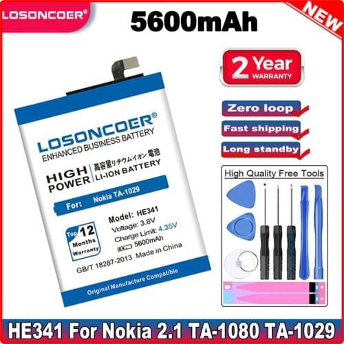 LOSONCOER HE341 5600mAh Battery For Nokia Nokia 2.1 TA-1029 Battery